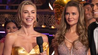 Julianne Hough and Anna Delvey side by side image on Dancing With The Stars