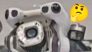 Possible render or photo of drone purporting to be DJI Mini 5 Pro with vents next to sensors and a ,missing or white camera surround.