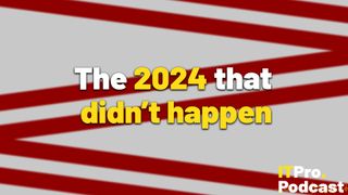 Text &quot;the 2024 that didn&#039;t happen&quot; overlaid on some red lines on a white background