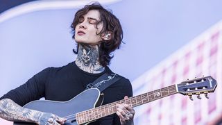 American guitarist Tim Henson of the band Polyphia performs live on stage at the annual Rock Am Ring festival at Nuerburgring on June 09, 2024 in Nuerburg, Germany