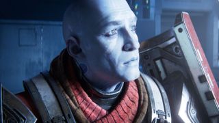 Zavala looks out at the Witness&#039;s attack on the Traveler.