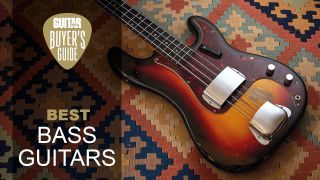 Vintage Fender P-Bass on colourful rug 