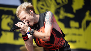 Deryck Whibley of Sum 41 perform on stage during Day 3 of Hurricane Festival 2024 on June 23, 2024 in Scheessel, Germany.