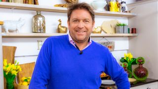 James Martin standing in his kitchen for James Martin&#039;s Saturday Morning