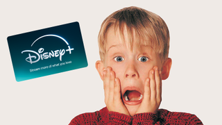 Disney Plus gift card alongside Macaulay Culkin&#039;s shocked face in Home Alone