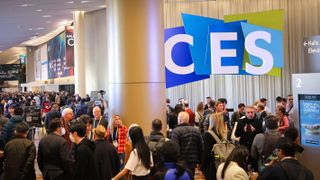 Crowd gathered in the foyer at the opening of the CES 2024 show