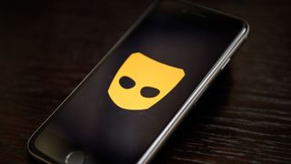 The &quot;Grindr&quot; app logo is seen on a mobile phone screen 