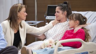 Nancy Lee Grahn, Kelly Monaco and Cosette Abinante as Alexis, Sam and Scout in the hospital in General Hospital