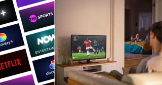 A man watching Arsenal in the Champions League on TV