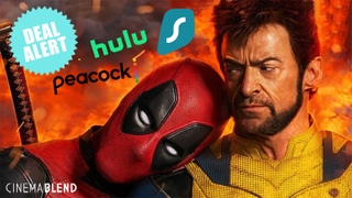 Deadpool and Wolverine with deal alert messaging overlay