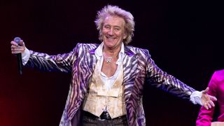 Rod Stewart performing in 2023