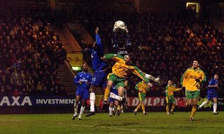 5 Jan 2002: Carlo Cudicini of Chelsea makes a catch during the AXA Sponsored FA Cup third round match between Norwich City and Chelsea at Carrow Road, Norwich. DIGITAL IMAGE \ Mandatory Credit: Tom Shaw/Getty Images