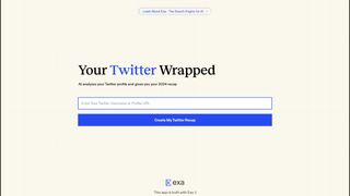 The Twitter Wrapped by Exa.AI homepage.