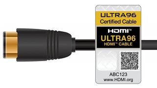 An Ultra96 HDMI cable certified for HDMI 2.2.