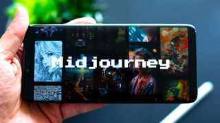 Midjourney logo on phone 