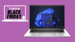 Best Black Friday laptop deals, silver HP laptop 15 against a purple background