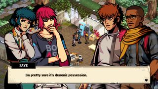 Demonschool screenshot - the kids are talking about demonic possession