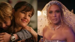 Jennifer Garner in The Adam Project and Jennifer Lopez in a wedding dress in Marry Me