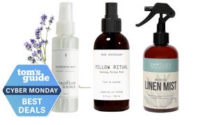 Pillow and shower mists with Cyber Monday deal badges