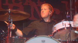 Bob Bryar on stage with My Chemical Romance at Reading Festival in 2005