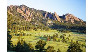 Sunrise over the flatirons in Boulder Colorado