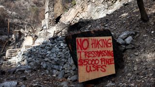 A warning sign on Mount Baldy