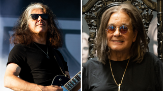 Alex Skolnick onstage with Testament in 2024 and Ozzy Osbourne in 2022