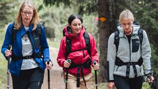 Three women hiking