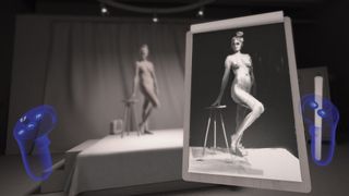 Inside Gesture VR - image of a picture of a naked lady with virtual controls