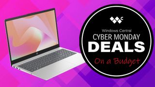 HP 15 laptop with Cyber Monday badge