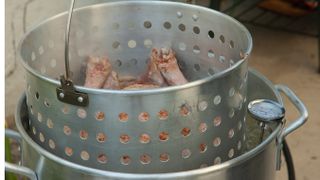 Turkey in fryer basket