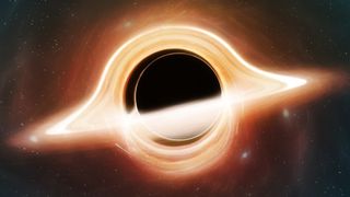 An artist&#039;s rendering of a black hole