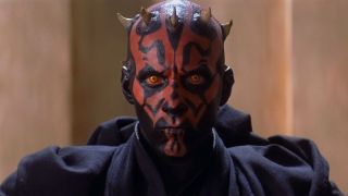 Darth Maul pulling back his hood in Star Wars: The Phantom Menace