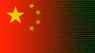 Chinese flag morphing into code