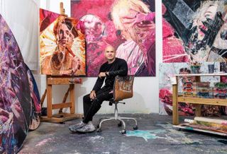 Artist LUAP in his studio