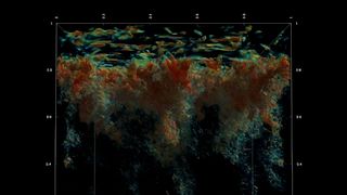 color-coded display from NASA shows the outward movements of dynamic solar activity.