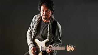 Steve Lukather, lead guitarist of American rock band Toto, photographed during a portrait shoot for Guitarist Magazine, November 14, 2012. 