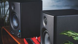 A pair of PreSonus Eris E5 studio monitors in a studio