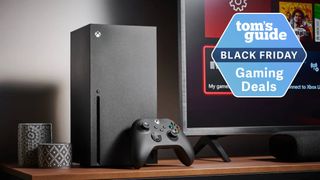 Xbox Series X console with a Tom&#039;s Guide Black Friday deals tag