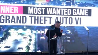 Rockstar&#039;s David Manley accepts &quot;Most Wanted Game&quot; award for Grand Theft Auto 6 at the 2024 Golden Joystick Awards