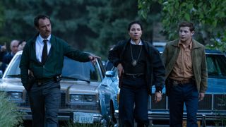 Jude Law, Jurnee Smollett and Tye Sheridan in The Order