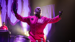 Shawn &quot;Clown&quot; Crahan of Slipknot performs at First Direct Arena on December 14, 2024 in Leeds, England. 