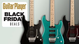 Three Charvel guitars side-by-side