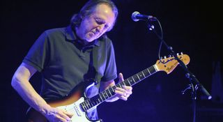 Michael Landau is feeling it as he plays a solo on this 3-color Sunburst Fender Stratocaster