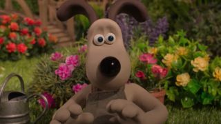 Gromit stands in his garden taken aback in Wallace &amp; Gromit: Vengeance Most Fowl.