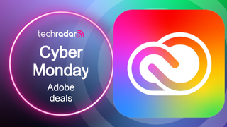 Adobe Creative Cloud logo next to text promoting Cyber Monday deals