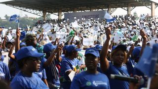 Supporters of Gabon President Ali Bongo Ondimba and the Gabonese Democratic Party are seen at the Nzang Ayong stadium in Libreville on July 10, 2023, a day after President Ali Bongo Ondimba announced that he would seek a third term as the oil-rich African nation&#039;s head of state.