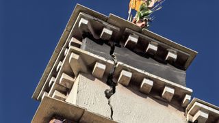 A crack on the wall of a house hit by the Tibet earthquake on Jan. 7.