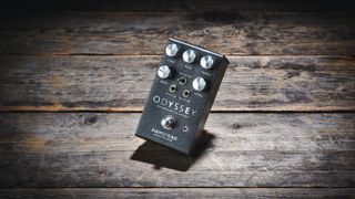 Hamstead Odyssey distortion pedal on wooden floor 