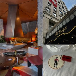 a collage of influencer and professional images featuring the best NYC hotels to book to spend the holidays in New York